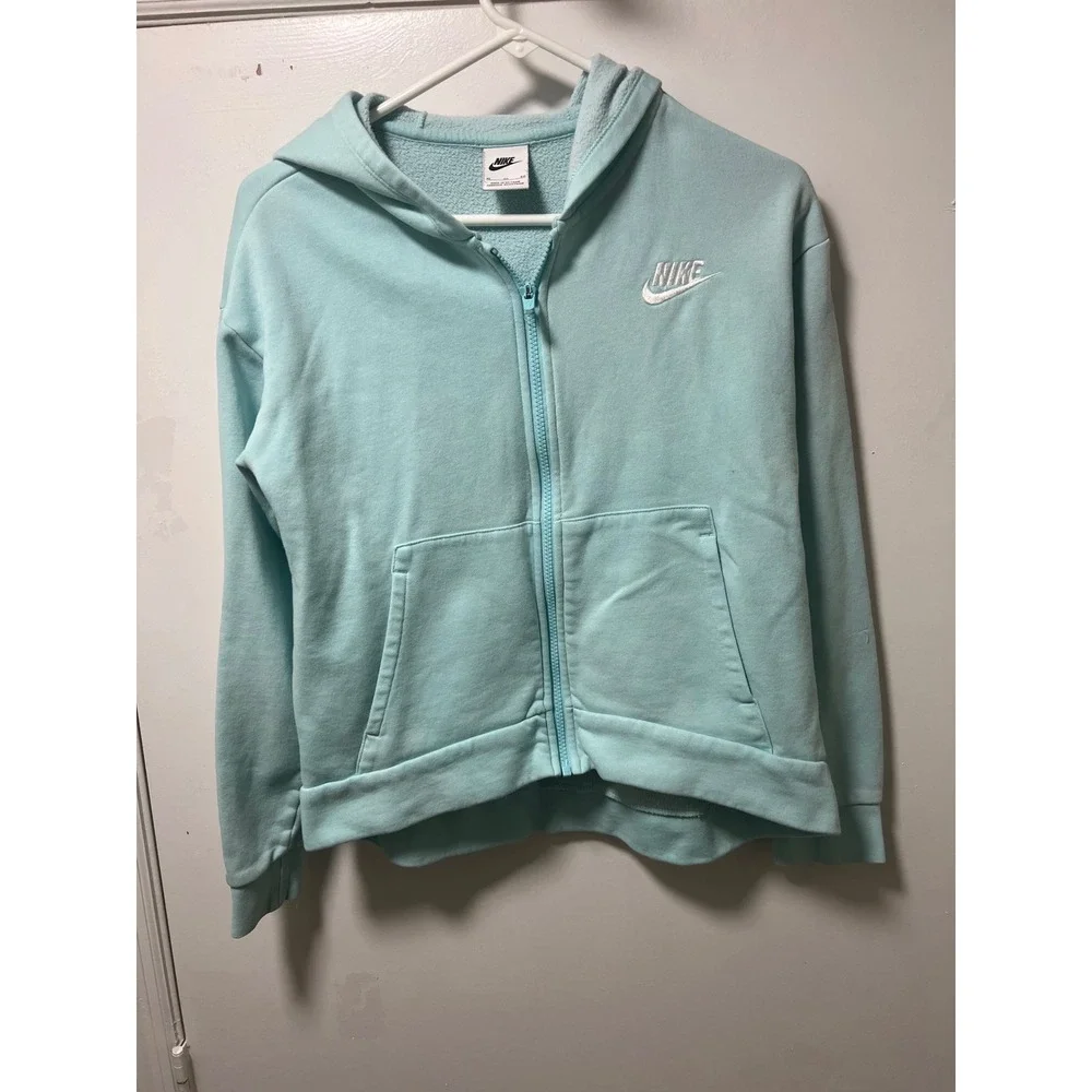 Nike Sportswear Club Fleece Full-Zip Hoodie Aqua Blue DC7118-482 Mens XL